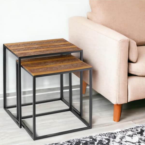 HomeRoots 19.75 in. Brown Rectangle Resin End Table