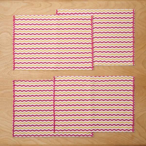 Company Cotton Arienna Wave Pink Multi Placemat (Set of 4)
