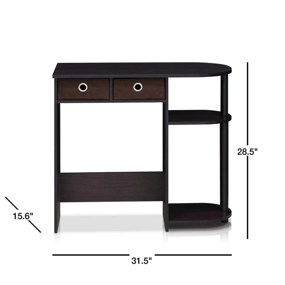Modern Walnut Wood Computer Desk with Dual Drawers