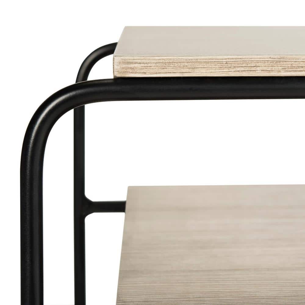 Marcel Beige Wood and Metal Rectangular End Table