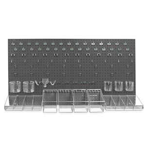 24 in. H x 48 in. W Black Pegboard Wall Organizer Kit with Hooks and Bins for Garage Tools (125-Piece)