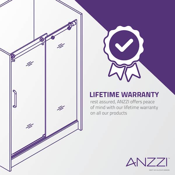 ANZZI Kahn Series 57 to 60 in. x 76 in. H Sliding Bypass Frameless