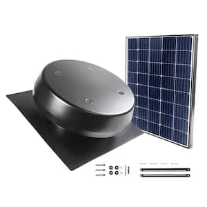 14 in. Round, 1380 CFM Black Steel Solar Powered Roof Mount Attic Exhaust Fan with Adjustable 60-Watt Solar Panel