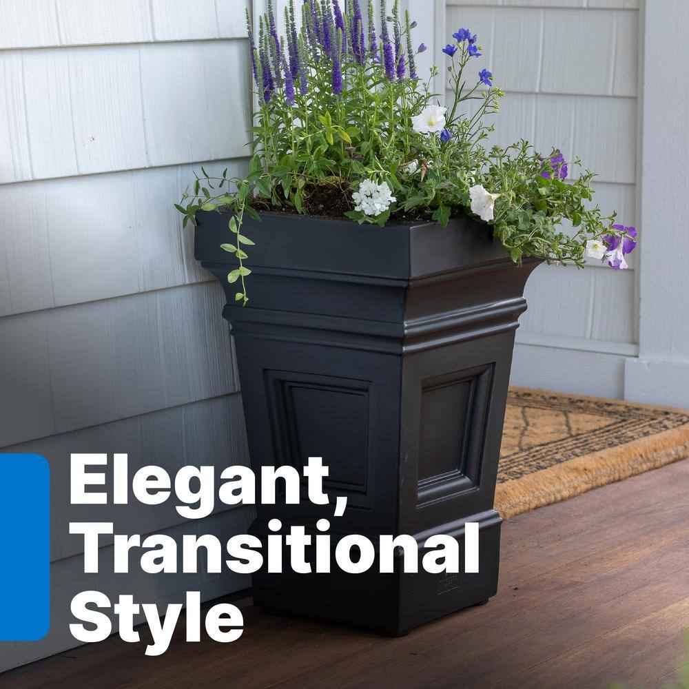 Atherton Onyx Black Self-Watering Square Planter Box, 2-Pack