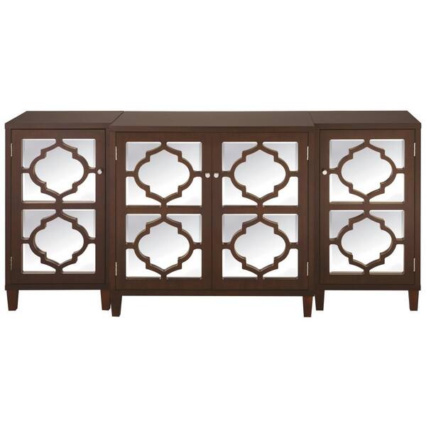 Home Decorators Collection Reflections 74 in. Espresso/Clear Standard Rectangle Wood Console Table with Cabinet