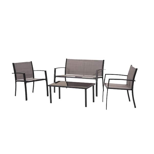 Unbranded 4-Piece Metal Patio Conversation Set in Gray