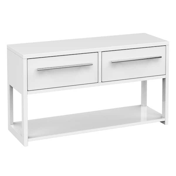 Fufu Gaga 33 1 In L X 18 4 H White Rectangle Wood Console Table Modern Coffee With Storage Shelf And 2 Drawers Tdjw Kf200012 01 The Home Depot - Modern White Console Table With Storage Fufu Gaga 33 1 In L X 18 4 H White Rectangle Wood Console Table Modern Coffee With Storage Shelf And 2 Drawers Tdjw Kf200012 01 The Home Depot - Modern White Console Table With Storage