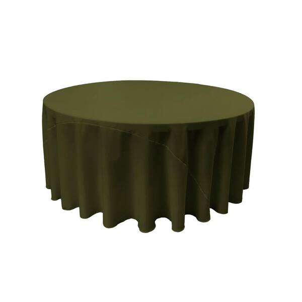 La Linen 120 In Olive Polyester Poplin, How Many Chairs Fit Around A 32 Round Tablecloth