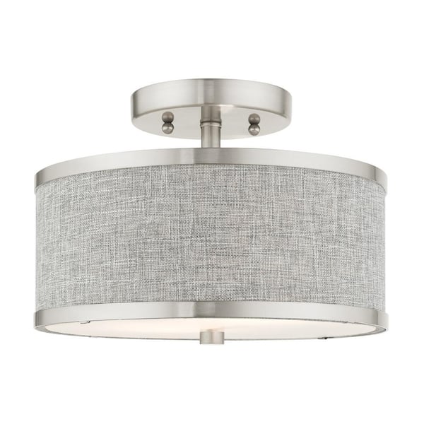 Livex Lighting Park Ridge 2 Light Brushed Nickel Semi Flush Mount