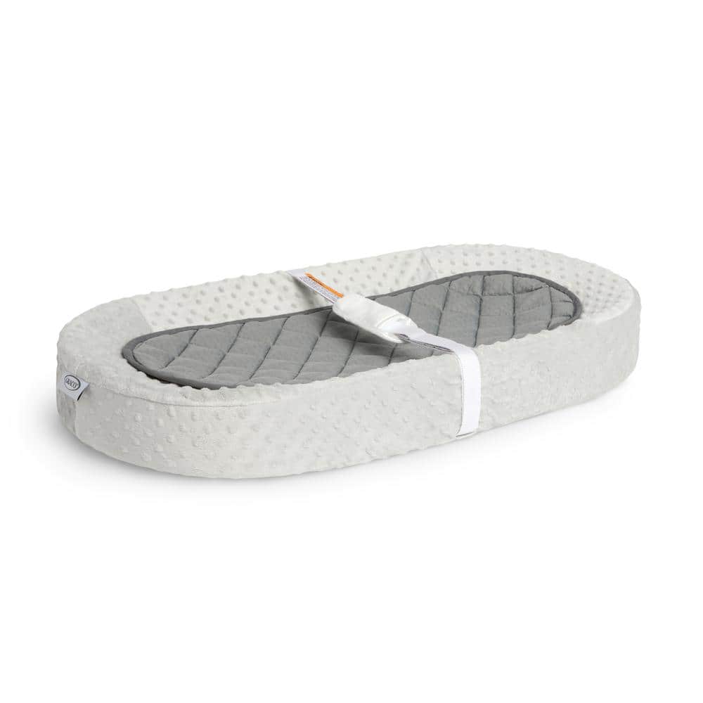 Graco Gray and White Oval Contoured Changing Pad with Cover