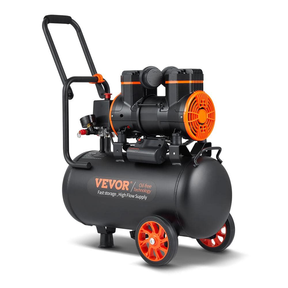 VEVOR 6.3 Gal. 3.35 CFM 116 PSI Portable Electric Air Compressor 2 HP Oil Free Ultra Quiet for Auto Repair Woodwork Nailing