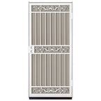 36 in. x 80 in. Sylvan White Surface Mount Outswing Steel Security Door with Tan Perforated Aluminum Screen