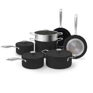 11-Piece Duralon Blue Premium Non-Stick Cookware Set in Black Coffee