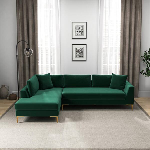 Ashcroft Furniture Co Mila 112 in. W Square Arm 2 Piece Velvet L