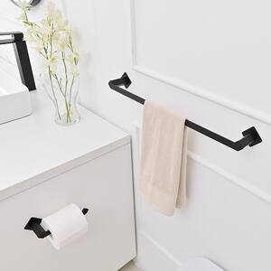 4-Piece Bath Hardware Set in Matte Black with Toilet Paper Holder Towel Hook and Towel Bar