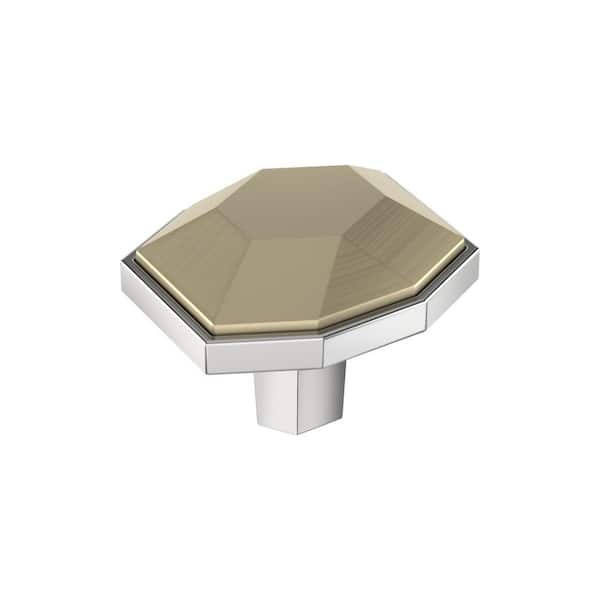 London 1-5/8 in. (41mm) Length Golden Champagne/Polished Chrome Geometric Cabinet Knob