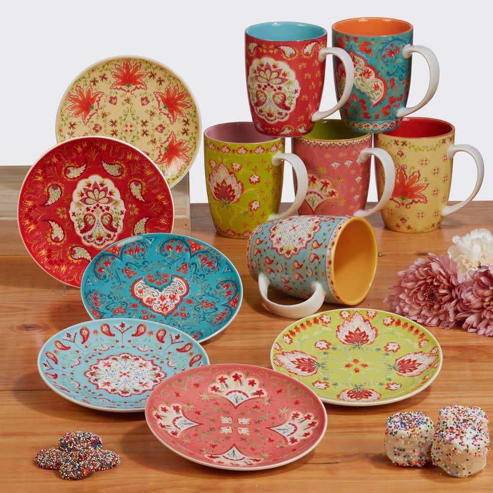 Francesca Colorful Ceramic Boho-chic Mug Set of Six