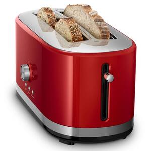 Empire 4-Slice Red Long Slot Toaster with Crumb Tray