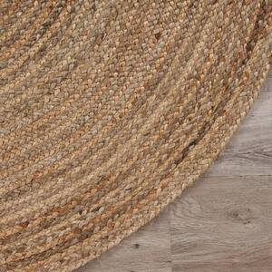 Finn Farmhouse Natural/Gray 5 ft. x 7 ft. Oval Organic Jute Area Rug