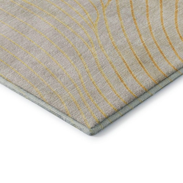 Mayfield Premium Machine Washable Abstract AMF2107 Gold 3 ft. x 4 ft. Area Rug