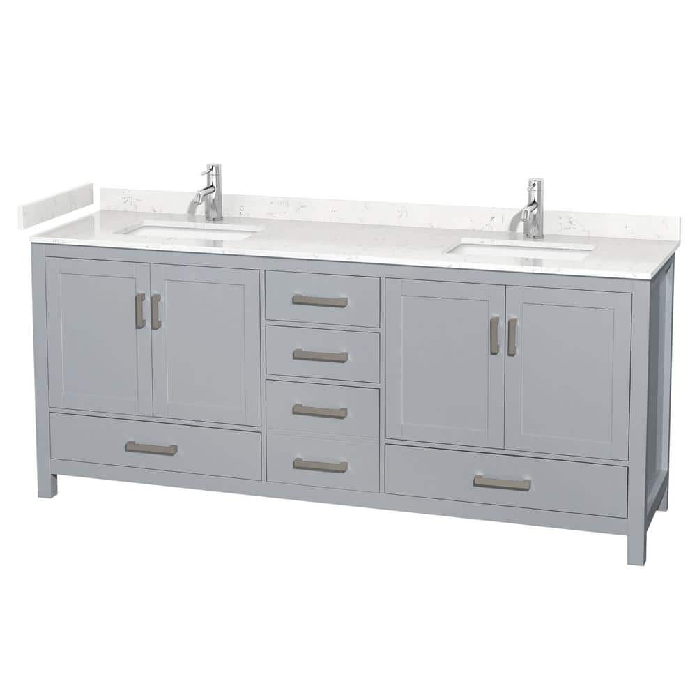 Sheffield 80 in. W x 22 in. D Double Bath Vanity in Gray with Cultured Marble Vanity Top in White with White Basins price history on PriceWatchPro