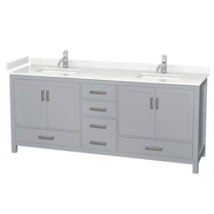 Sheffield 80 in. W x 22 in. D x 35 in. H Double Bath Vanity in Gray with Carrara Cultured Marble Top