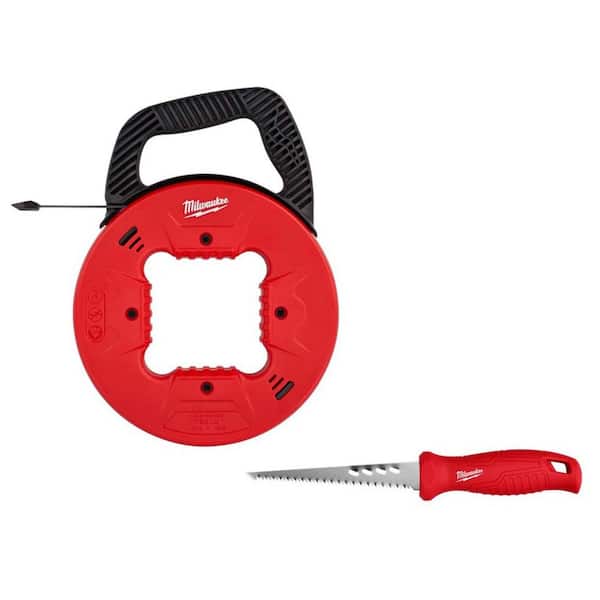 Milwaukee 25 ft. x 1/4 in. Steel Fish Tape with Low Profile Tip and Rasping Jab Saw with 6 in. Drywall Blade