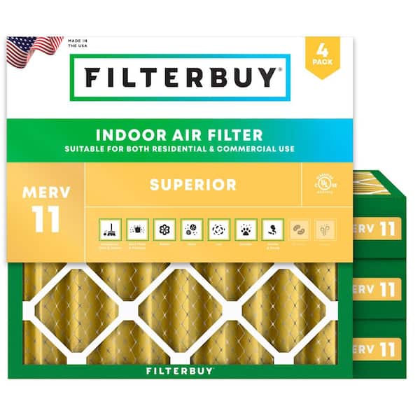 20 in. x 20 in. x 4 in. MERV 11 (FPR 7) Allergen Defense Pleated HVAC AC Furnace Air Filters Replacement (4-Pack)