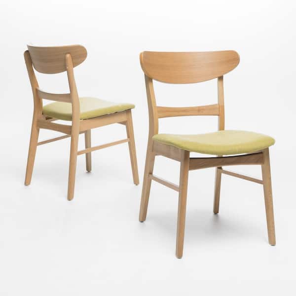 Noble House Idalia Green Tea Fabric/ Oak Finish Dining Chair (Set of 2)