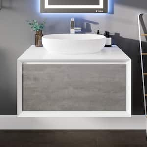 Santa Monica 30 in. Single Sink Floating Gray Bath Vanity with White Acrylic Top (Assembled)