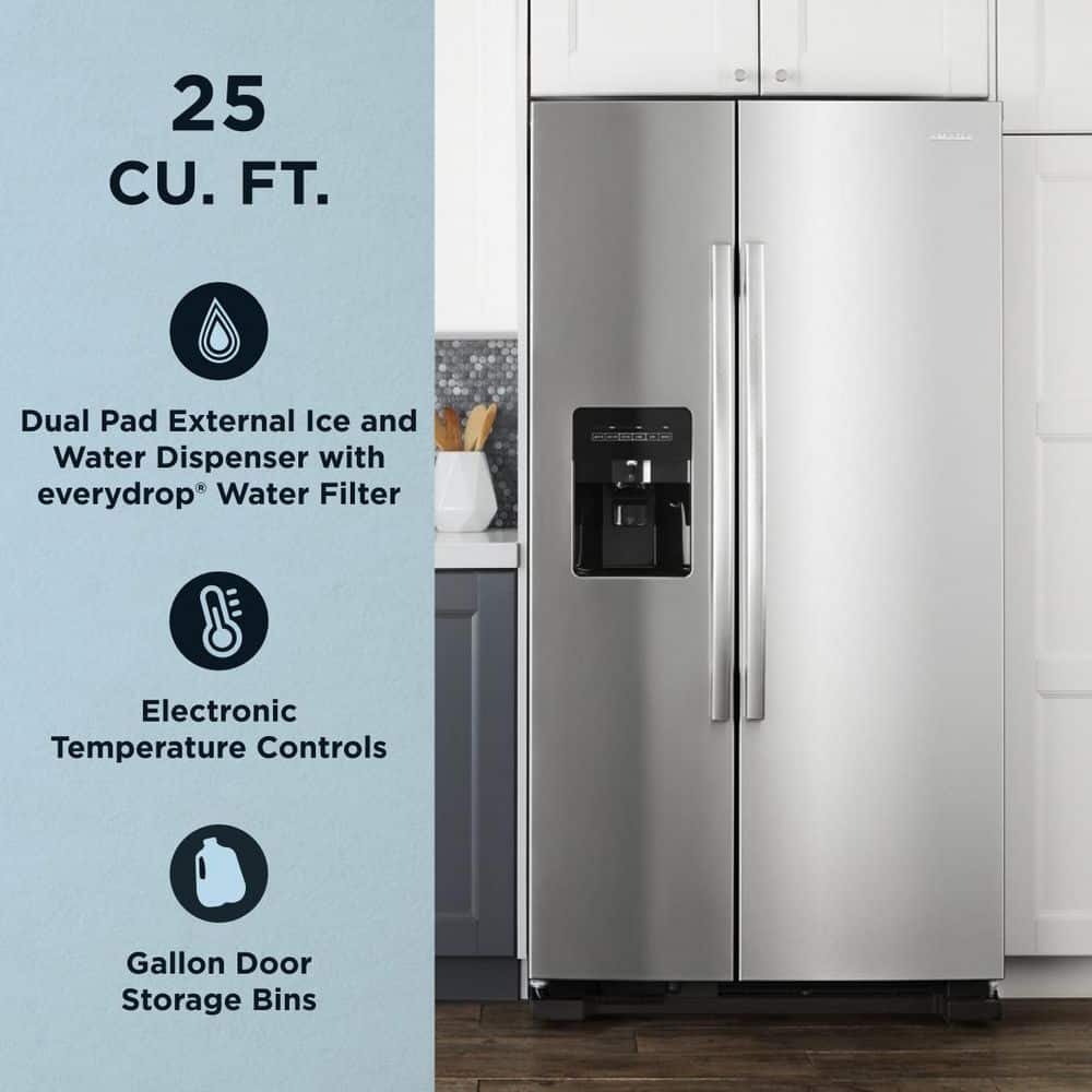 Amana ASI2575GRS 25 Cu. Ft. Stainless Steel Side-by-Side Refrigerator on Fridge.com