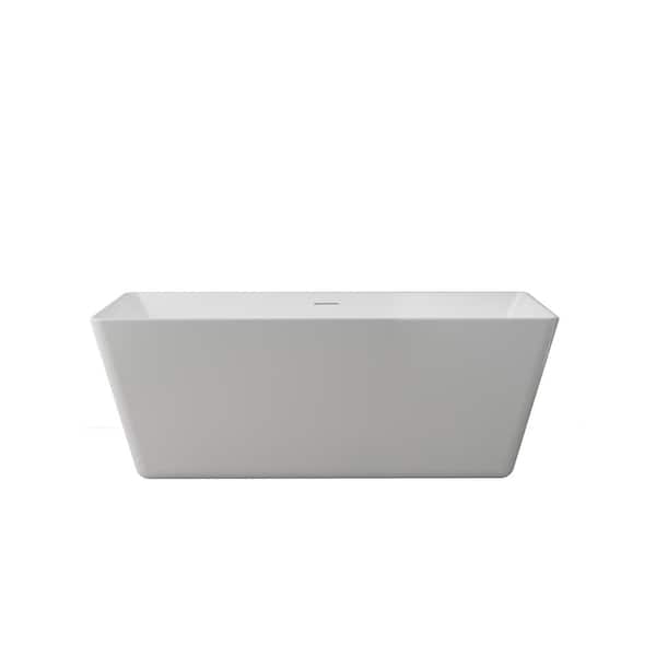 A&E Holland 67 in. Acrylic Flatbottom Non-Whirpool Bathtub in White High-Gloss