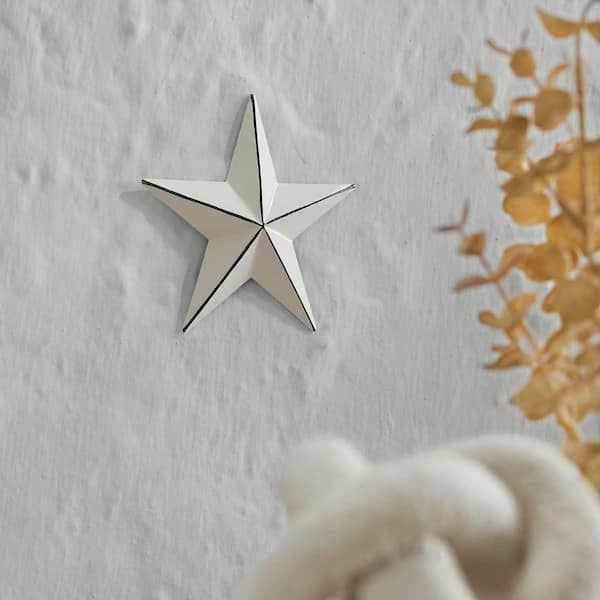 1-Piece 4 in. x 4 in. Creme Distressed Metal Star Wall Decor
