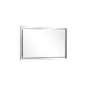 60 in. W x 36 in. H Large Rectangular Aluminium Framed Dimmable Wall Bathroom Vanity Mirror in Gold