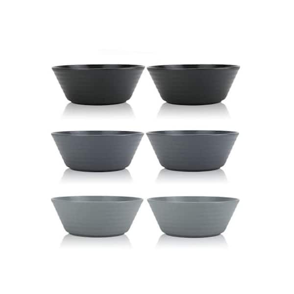 36 fl. oz. Black Grey Wheat Straw Unbreakable Cereal Salad Bowls Microwave Dishwasher Safe Kitchen (Set of 6)