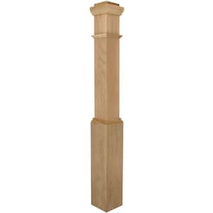 Stair Parts 4091 55 in. x 6-1/4 in. Unfinished White Oak Box Newel Post for Stair Remodel