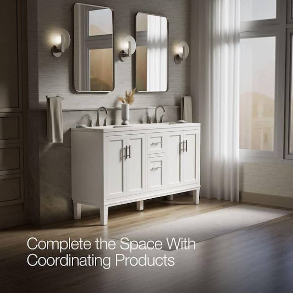 KOHLER Chesil 60in. Double Sink Freestanding White Bath Vanity
