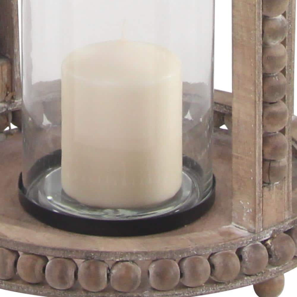 29" Brown Reclaimed Wood Hanging Candle Lantern