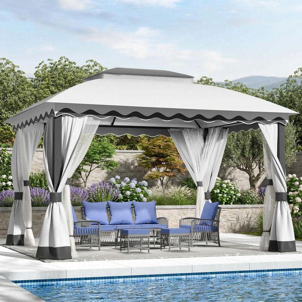 Grey 13 ft. W x 10 ft. D Patio Gazebo Tent Heavy Duty Gazebos
