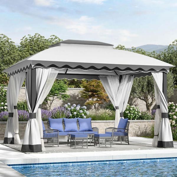 Grey 13 ft. W x 10 ft. D Patio Gazebo Tent Heavy Duty Gazebos