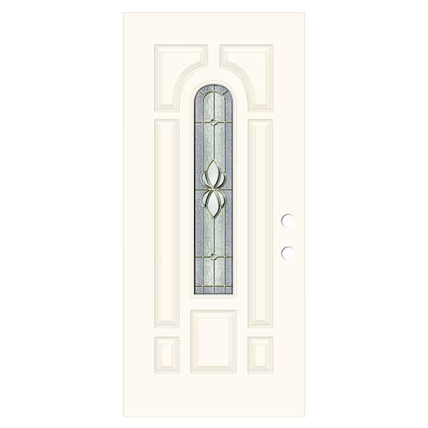 JELD-WEN 36 in. x 79 in. Langford Center Arch Primed Steel Universal/Reversible Front Door Slab