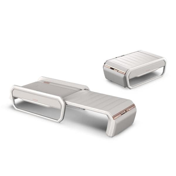 V6 White Faux Leather Therapeutic Thermal Massager with Abdominal and Leg Massager