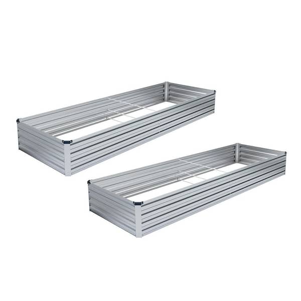 .N/A 8 x 4 x 1 ft. Galvanized Raised Garden Bed, 2-Pack, Outdoor Planter Box for Vegetables, Flowers, Herb, Grey