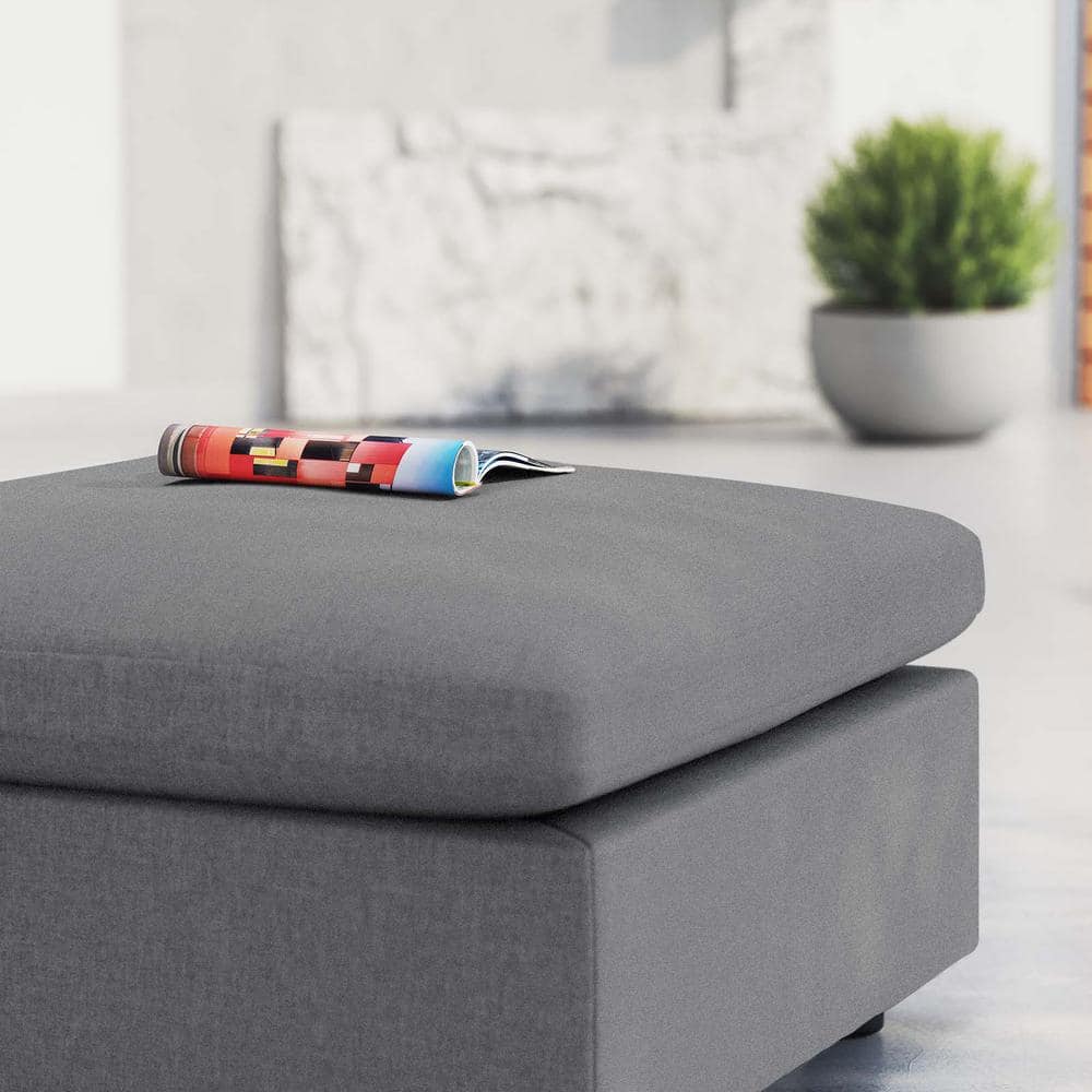 Commix Spacious Gray Sunbrella Outdoor Patio Ottoman
