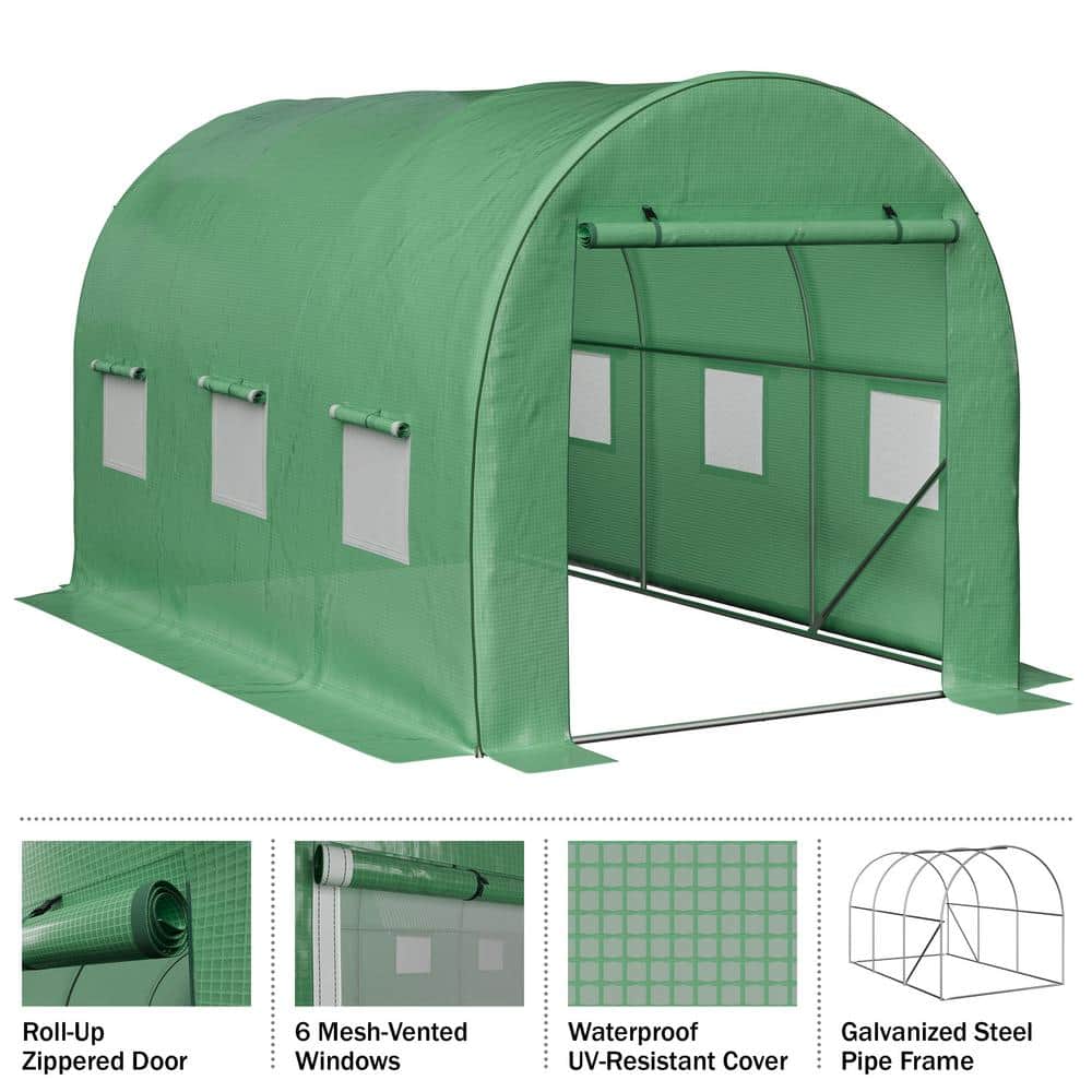 Green Polyethylene Walk-In Greenhouse with Steel Frame