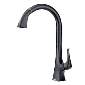 Quest Single Handle Pull-Down Sprayer Kitchen Faucet with Accessories in Rust and Spot Resist in Matte Black