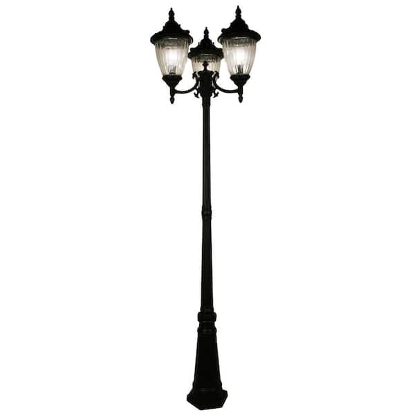 Tulen Lawrence 3-Light Outdoor Black Incandescent Post Light