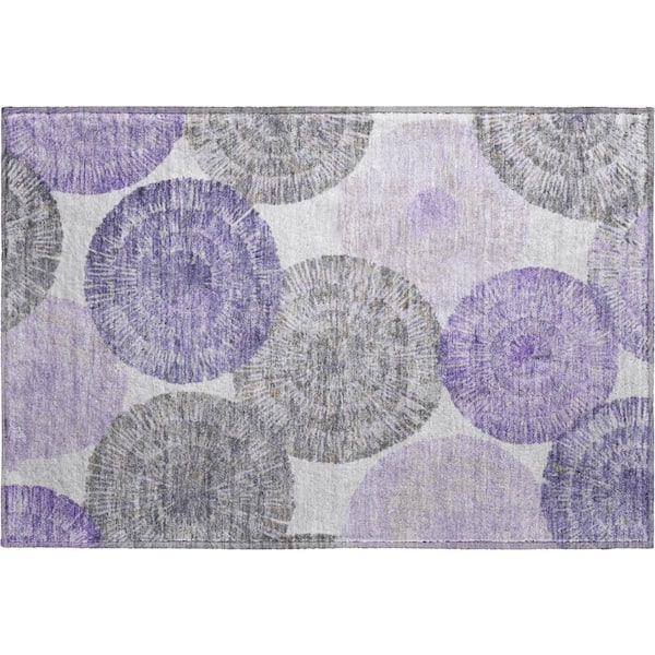 Mayfield Premium Machine Washable Abstract AMF2351 Plum 2 ft. x 3 ft. Accent Rug