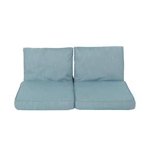 Terry 22 in. x 17.75 in. 2-Piece Outdoor Patio Loveseat Cushion Set in Teal