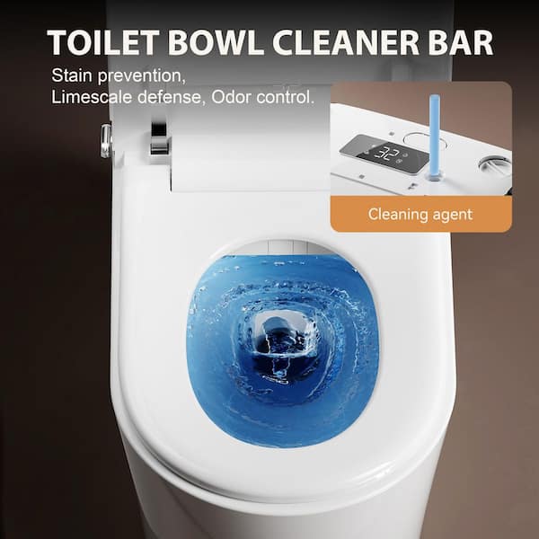 Elongated 1.28 GPF Smart Bidet Toilet with Foam Shield, Massage Seat, Auto Open/Close, Warm Water and Dryer in White